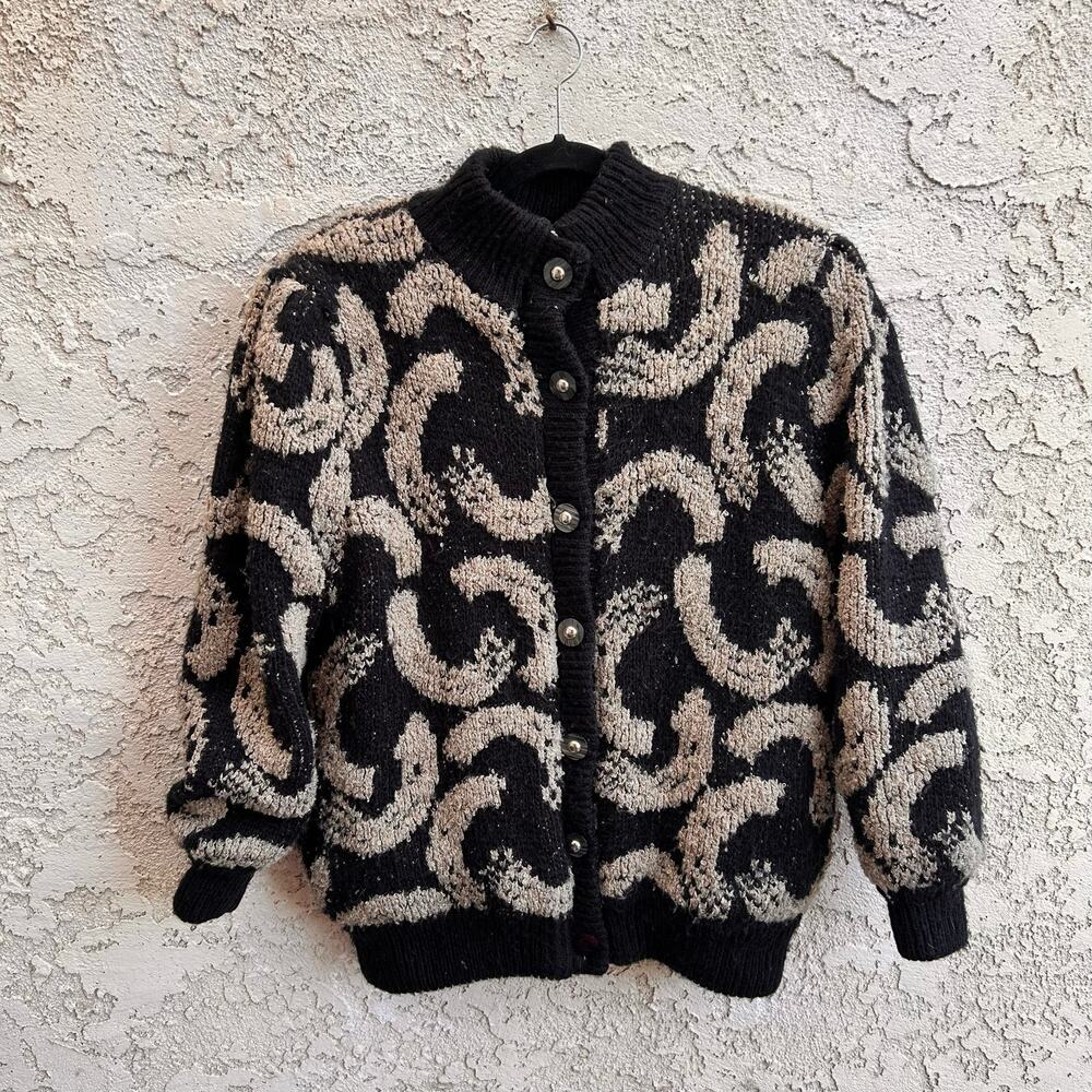 Vintage Palomares Fashions Textured Knit Sweater Jacket Cardigan Women L